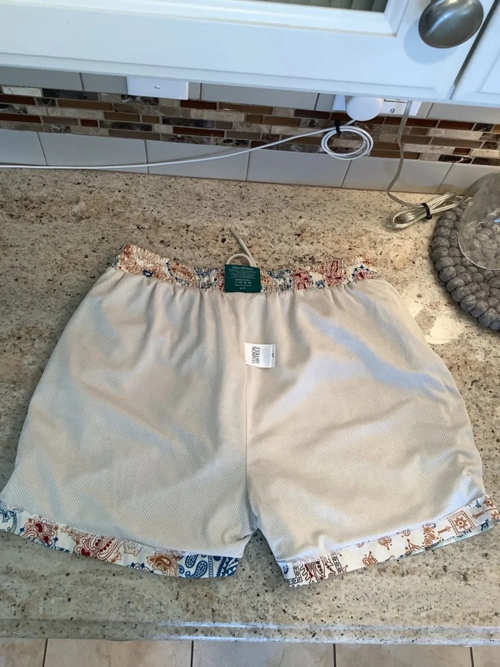 Maison Article Paisley Patchwork Drawstring Hybrid Shorts Size Large